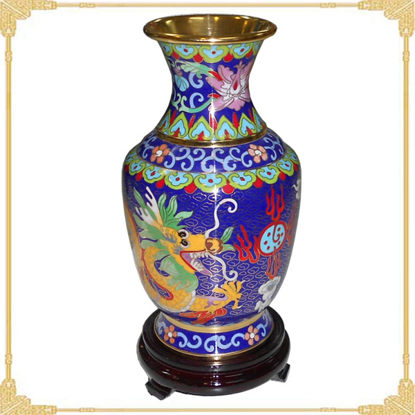 景泰蓝花瓶珐琅8寸金龙瓶龙凤北京特产旅游纪念品商务收藏礼品