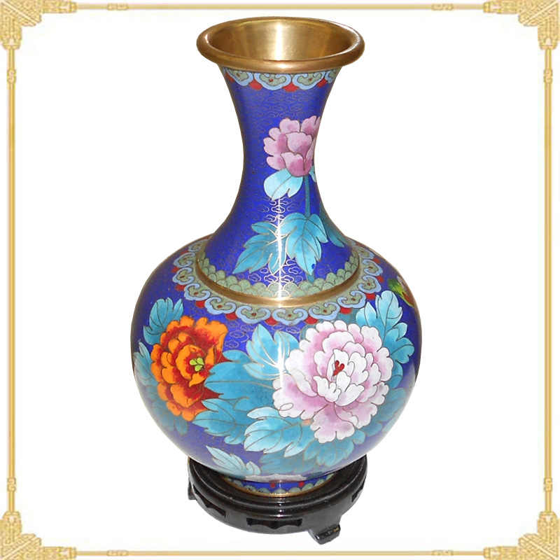 景泰蓝天球瓶10寸珐琅嘟噜花瓶老货北京特色商务会议旅游纪念礼品