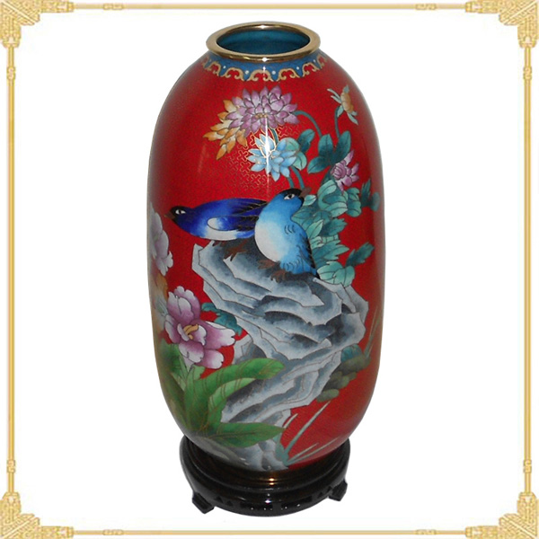 景泰蓝花瓶 12寸花好月圆珐琅花瓶 精工瓶 北京特色商务会议礼品