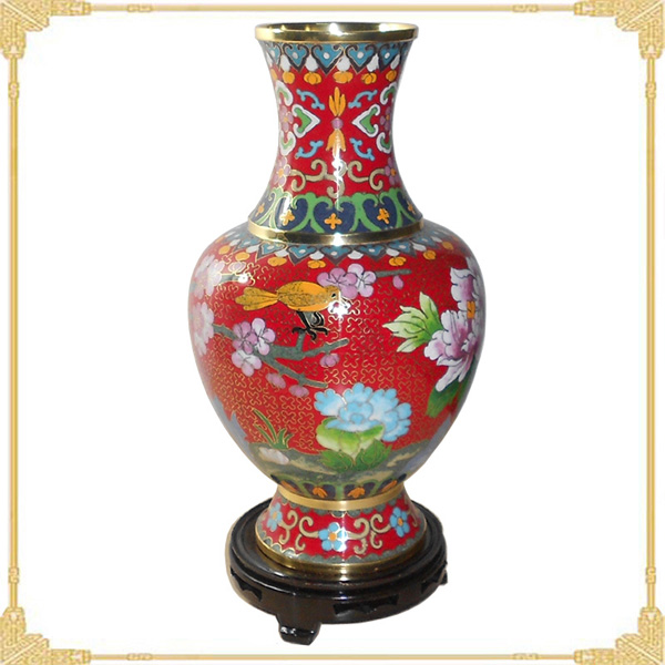 景泰蓝花瓶10寸周期磊珐琅花瓶红地结婚礼品商务会议出国纪念礼品