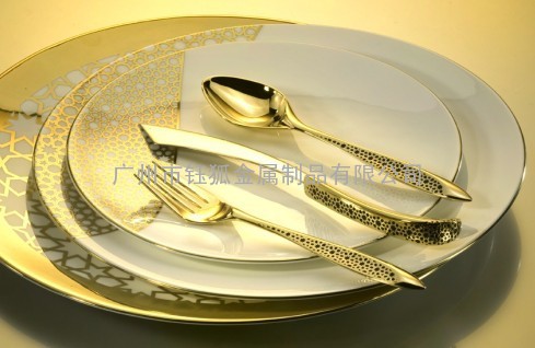 不锈钢镀金餐具 高级镀金刀叉勺 银狐供应