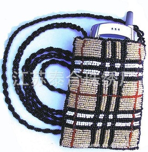 纯手工珠绣手机袋 串珠手机包 米珠手机包 手工钩珠手机包 珠绣包