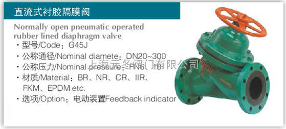 G45J直流式衬胶隔膜阀