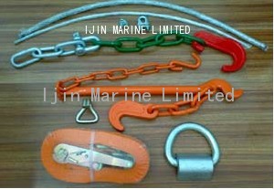 Lashing fitting and materials for container,timer,