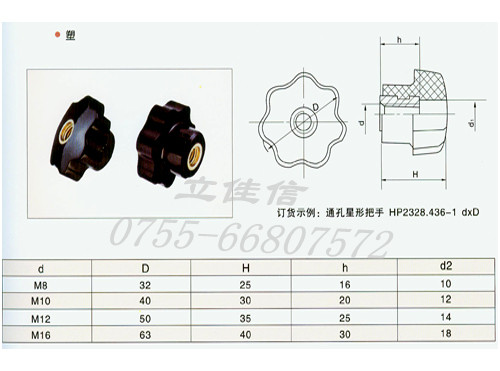 通孔星型把手