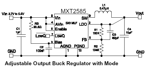 MIC2285互换的同步降压型DC/DC稳压器MXT2585