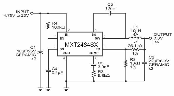 MP1484互换的同步降压型DC/DC稳压器MXT2484