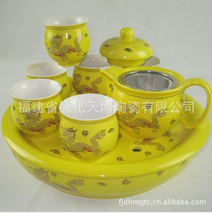 供应青花瓷茶具 双层大盘茶具