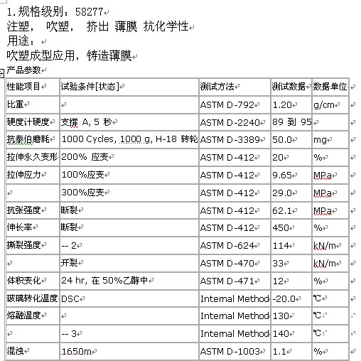 医疗导管TPU原材料——Estane&amp;reg;TPU58277，符合USP