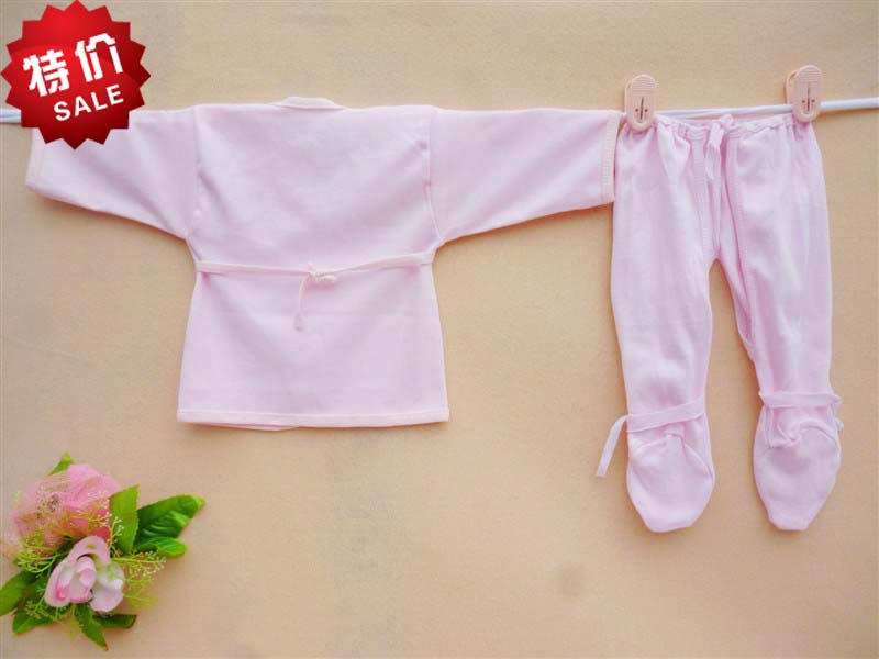 婴儿服装 四季皆宜新生儿绑带 包脚和尚服 100%纯棉 4款纯色批发