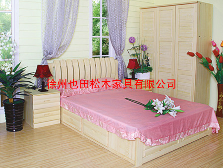 优质卧室家具、YT-WSJJ-1松木双人床、松木衣柜、徐州松木家具十大品牌
