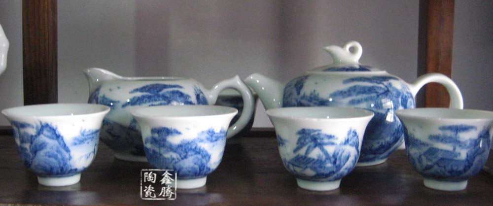 青花瓷茶具，手绘青花功夫茶具