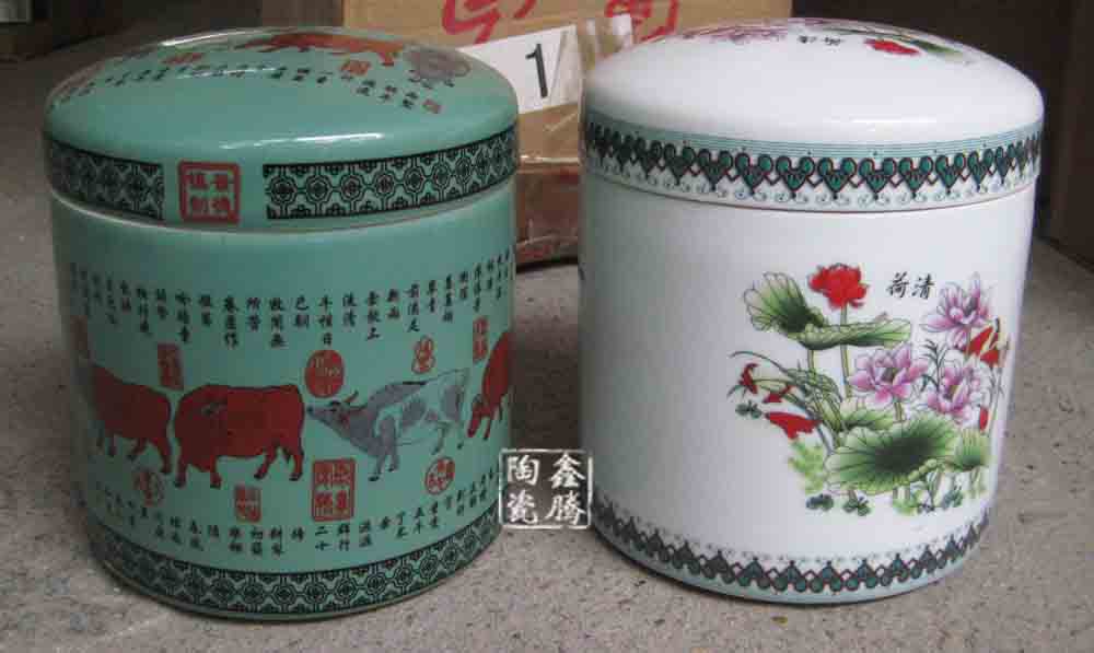 粉彩茶叶罐，粉彩花鸟陶瓷茶叶罐，手工陶瓷茶叶罐