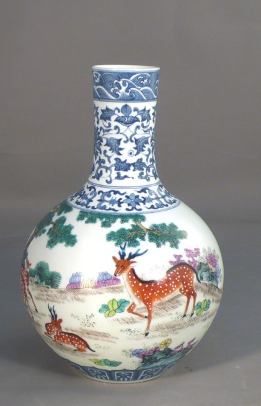 手绘粉彩陶瓷花瓶，斗彩五彩陶瓷花瓶
