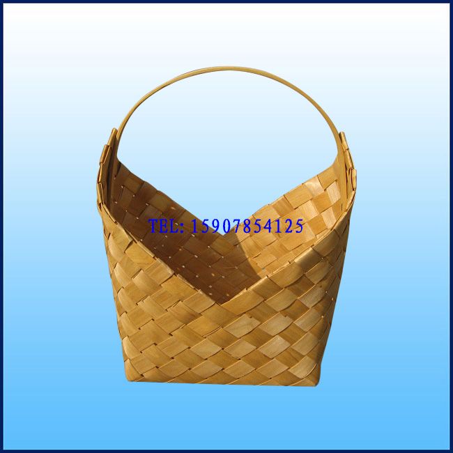 竹编厂家生产纯手工编织篮 日式风格木片篮 鸡蛋篮 礼品包装篮等