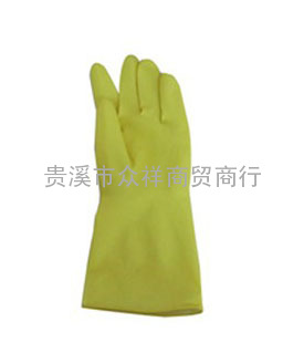 厂家直销30公分黄色家用乳胶手套、家务手套、厨房洗衣手套