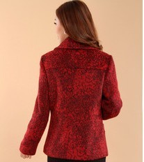 女士时尚红色羊绒羊毛大衣 短款修身毛呢外套