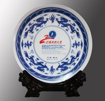 青花瓷盘，定做纪念瓷盘，景德镇陶瓷瓷盘