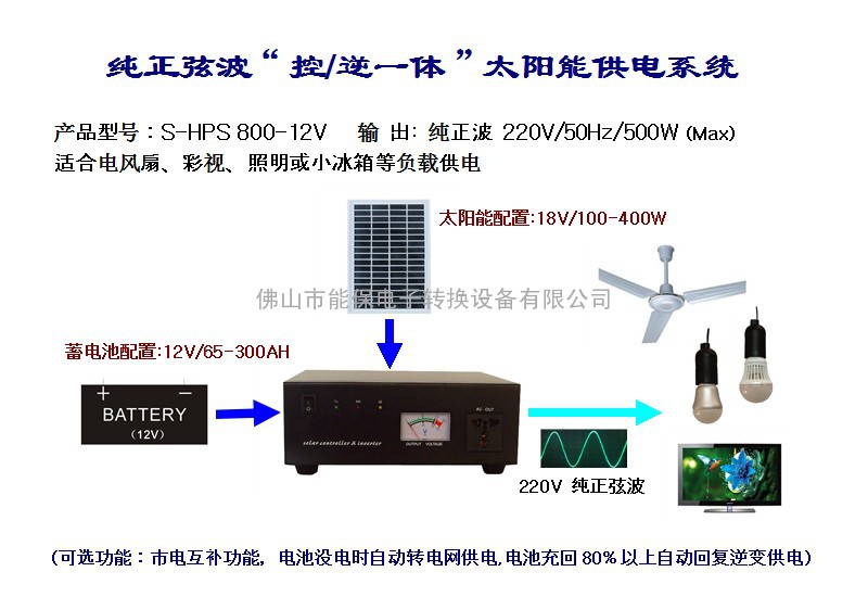 S-HPS800纯正弦波太阳能供电系统