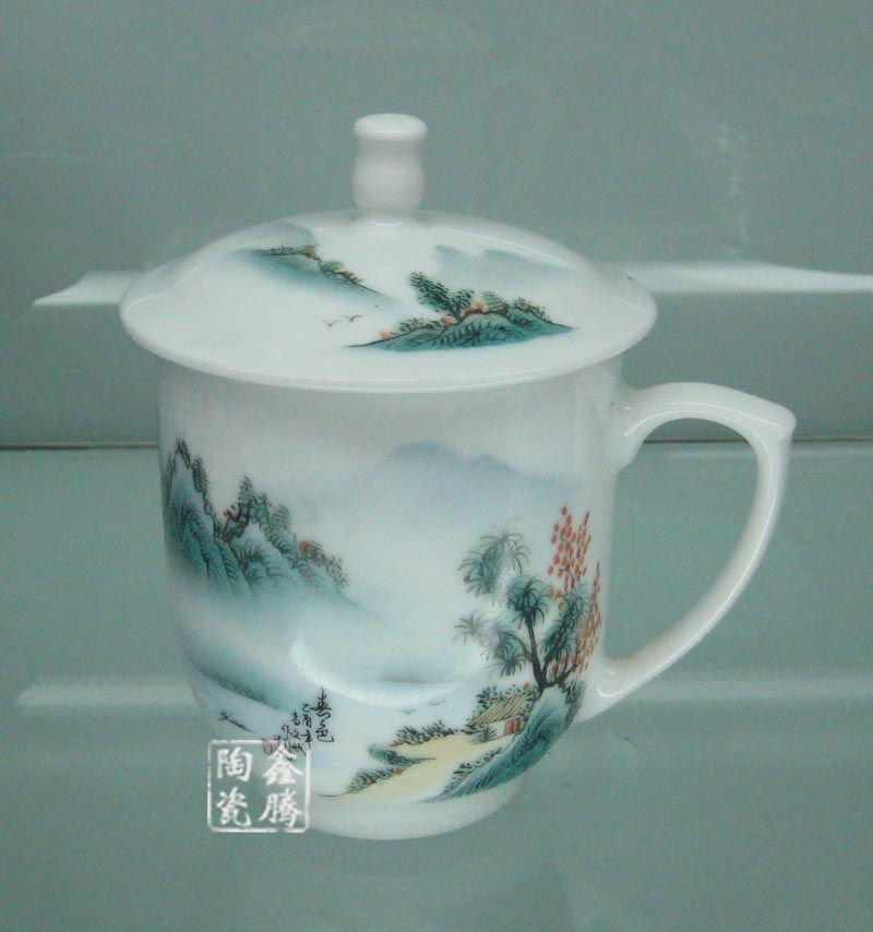 高档骨质瓷茶杯，粉彩陶瓷茶杯
