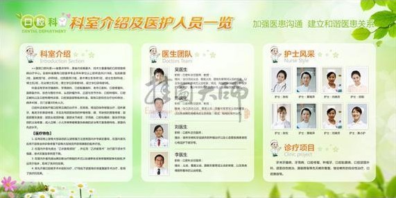 医院海报-口腔科医护人员一览表