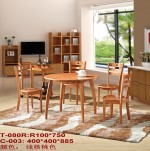 实木圆形餐桌椅组合一桌四椅T-080R/C-003