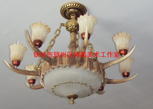 鹿角盆灯 纯鹿角灯系列 灯具装饰品 东北特产工艺品