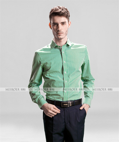 休闲西服定制|新郎西装定做—（重庆美搏尔）男士长袖冬季绿色衬衫