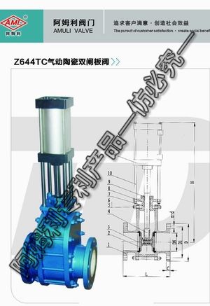 陶瓷阀门Z644TC气动陶瓷双闸板闸阀