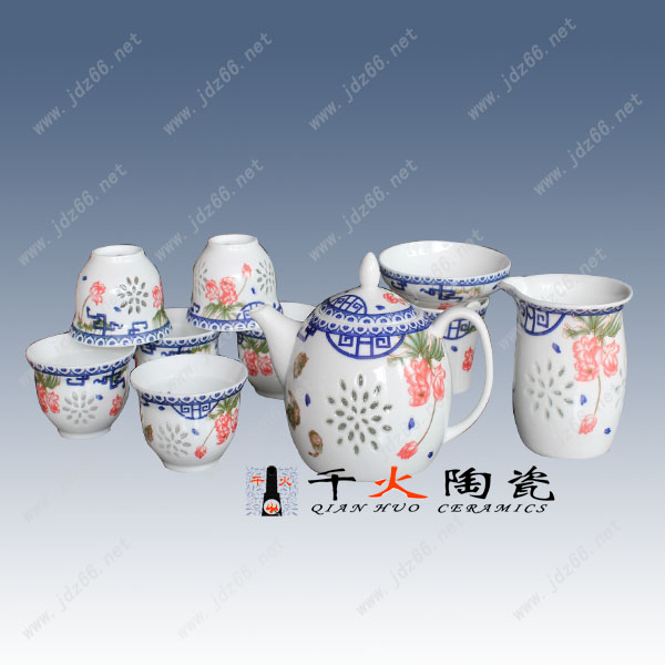景德镇陶瓷茶具供应商 青花粉彩茶具批发价格