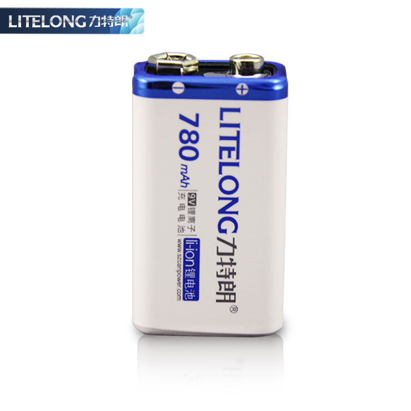力特朗 9V 780mAh 锂离子充电电池 超高容量 低自放电 正品卡装 