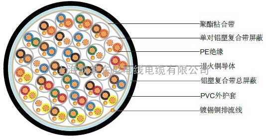 英标BS5308 仪表电缆 PE绝缘+单对屏蔽+总屏蔽+PVC护套