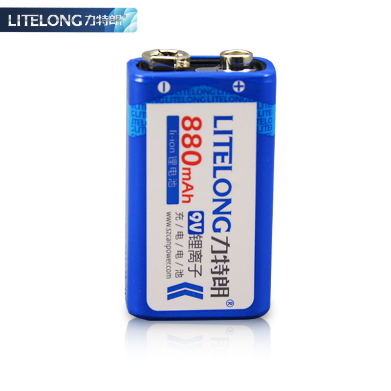 力特朗 9V 880mAh 锂离子充电电池 超高容量 低自放电 正品卡装