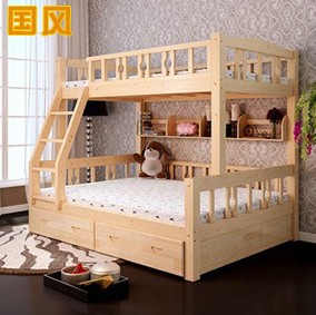 松木实木儿童床 上下床高低实木儿童床