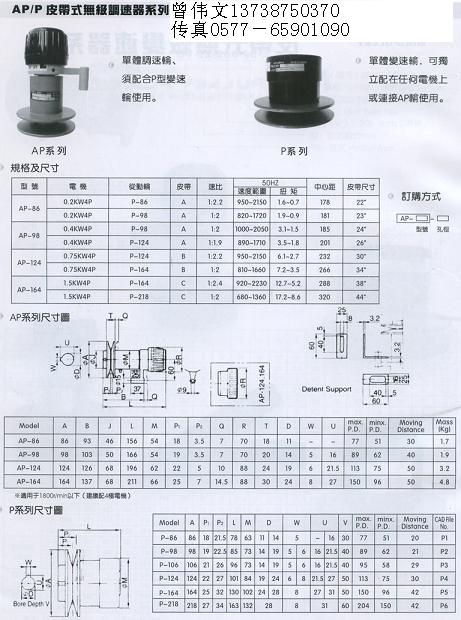 三木皮带式无级调速器AP-164-MAT-24H/P-164-MAT-24H