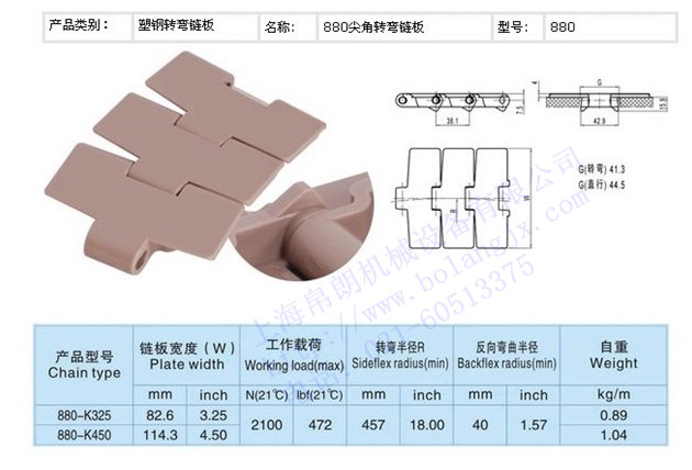 880尖角转弯链厂家