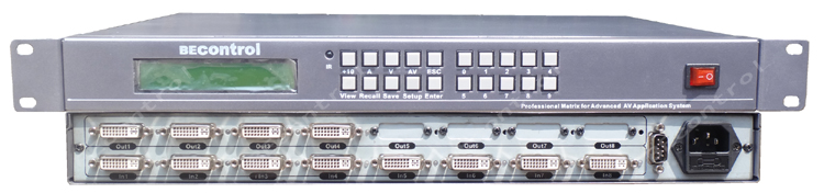 8进4出DVI数字矩阵切换器广泛用于军工、多媒体教学、电视电话会议、金融、科研、气象、医院等领域。