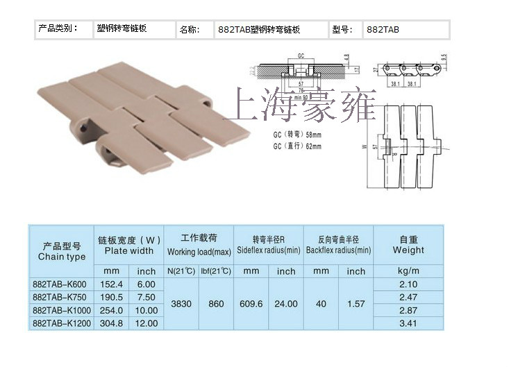 塑料转弯链板