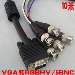 VGA转RGBHV VGA转BNC线 大屏幕线 VGA转监控线 VGA转5BNC 分量线