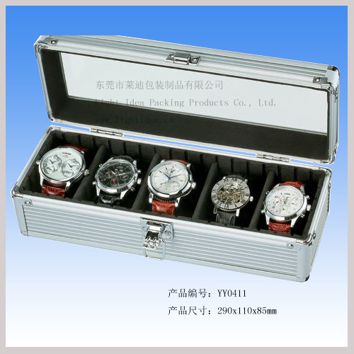 东莞市莱迪铝箱制品厂生产玻璃面手表盒，手表收纳盒