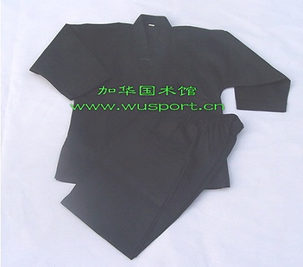 黑色开襟 空手道服 全棉黑色小帆布空手道服 实体店师范专用道服