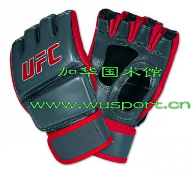 正品UFC拳套 everlast UFC MMA 拳击手套 半指格斗拳套 灰红色调