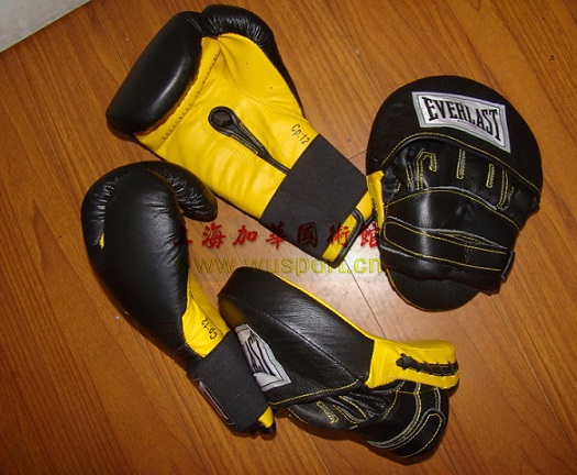 everlast真皮拳击手套+拳靶一副 泰拳 散打曲面手靶和拳套一对