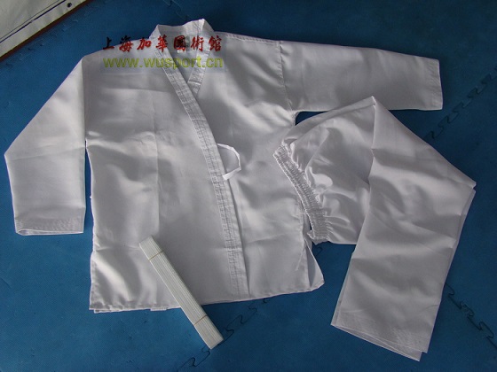 条纹面料白领空手道服 高品质黑色开襟条纹 空手道服 合气道服