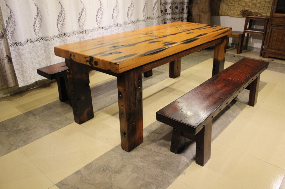 船木餐桌,船木茶桌,老船木餐椅