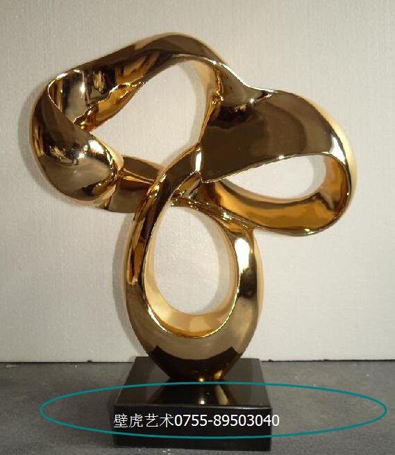 深圳不锈钢雕塑厂供应电镀金抽象艺术摆件