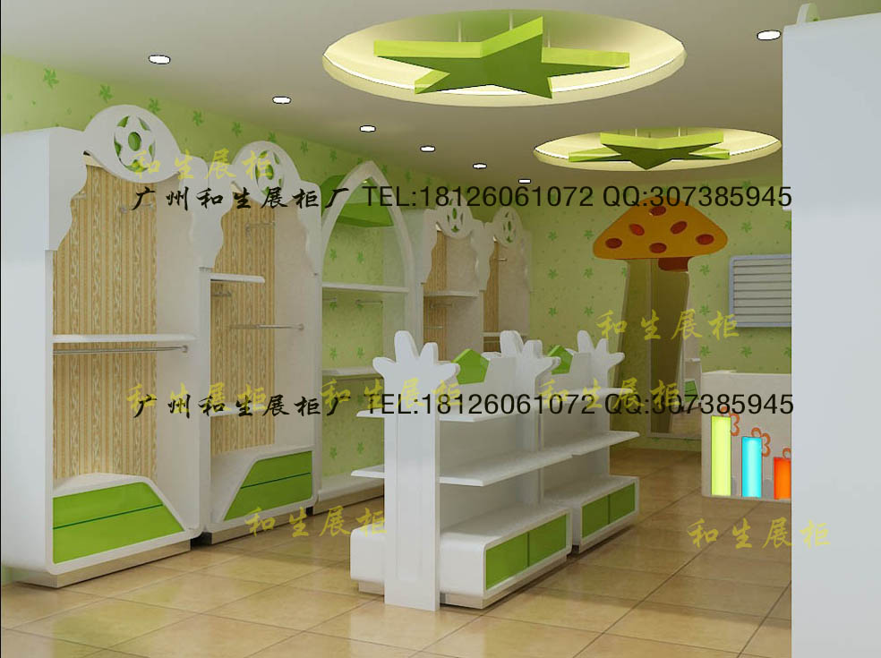 烤漆童装货架、婴童店展示柜 广州童装店设计
