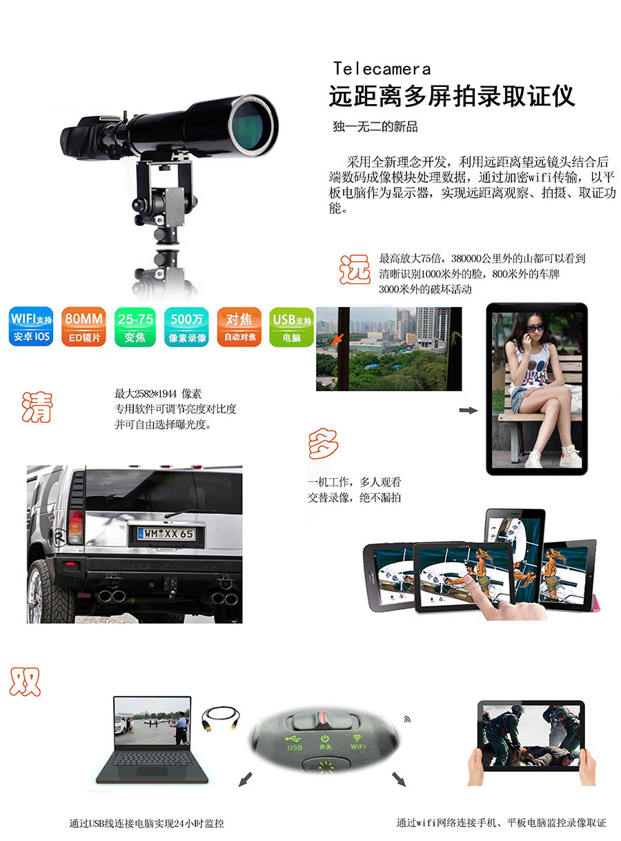 wifi观靶镜，中国最好的远距离取证仪！