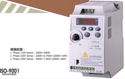 台达变频器VFD007B21A 750W