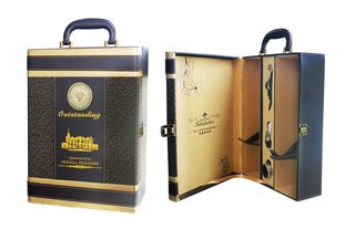 金边双支皮盒，北京酒盒，酒盒现货，红酒包装，酒具酒架酒袋，橡木酒盒